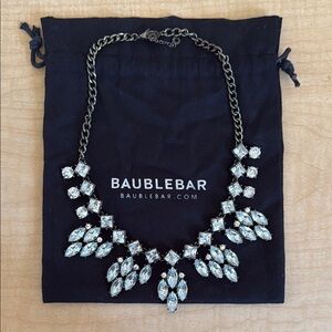 BaubleBar Silver Jewel Gem Sparkly Chunky Glam Statement Necklace